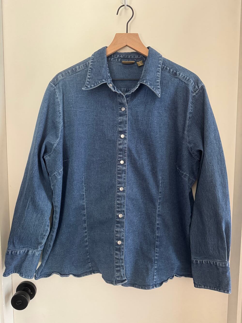 CASLON stretch denim shirt w/ pearl snaps - 2X